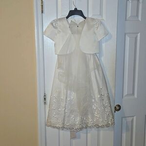 First Communion Dress Size 10 w/ Bolo and Veil
